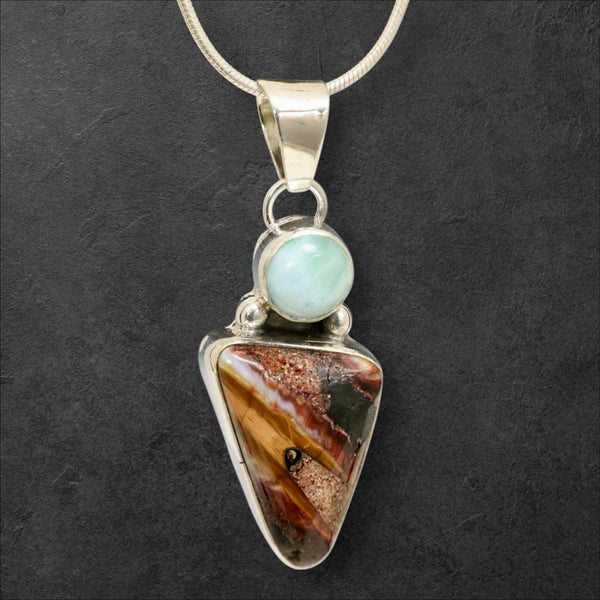 Mammoth Tooth & Larimar Pendant