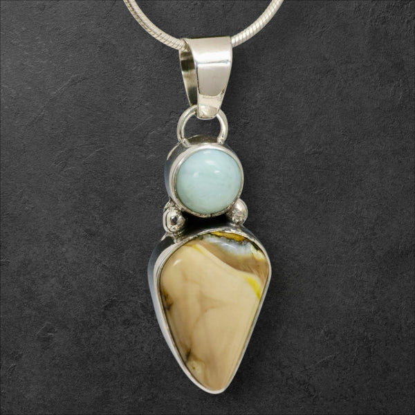 Mammoth Tooth & Larimar Pendant