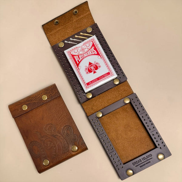 Leather Cribbage Board -  Octopus