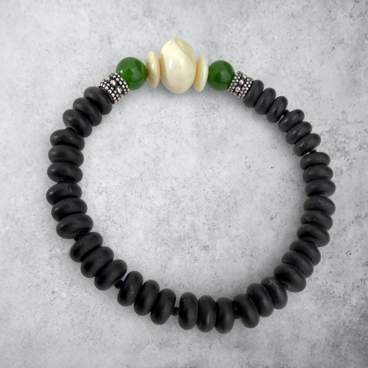 Ivory Jade & Jet Bracelet