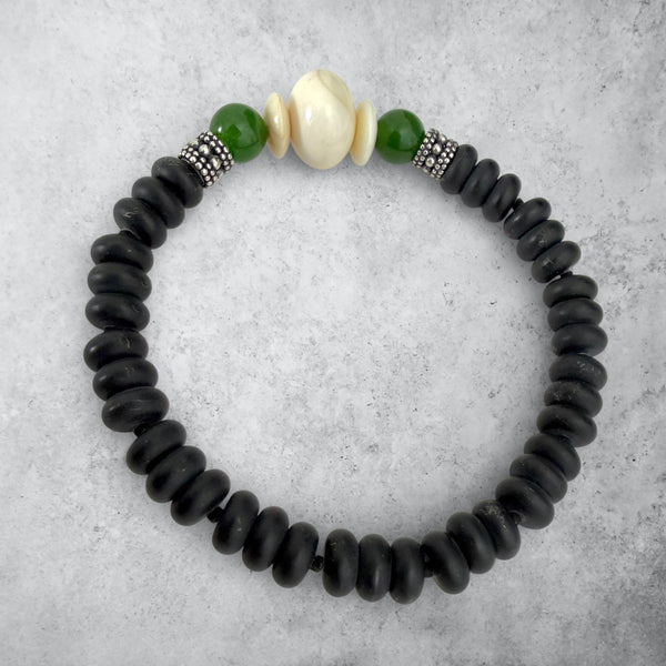 Ivory Jade & Jet Bracelet