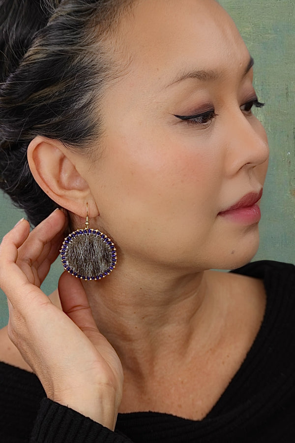 Round Seal Skin Beaded Earrings