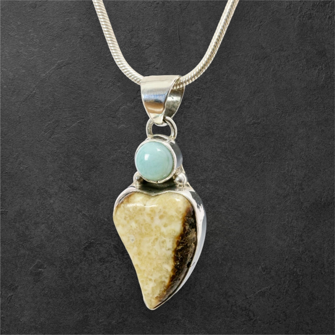 Ivory & Larimar Heart