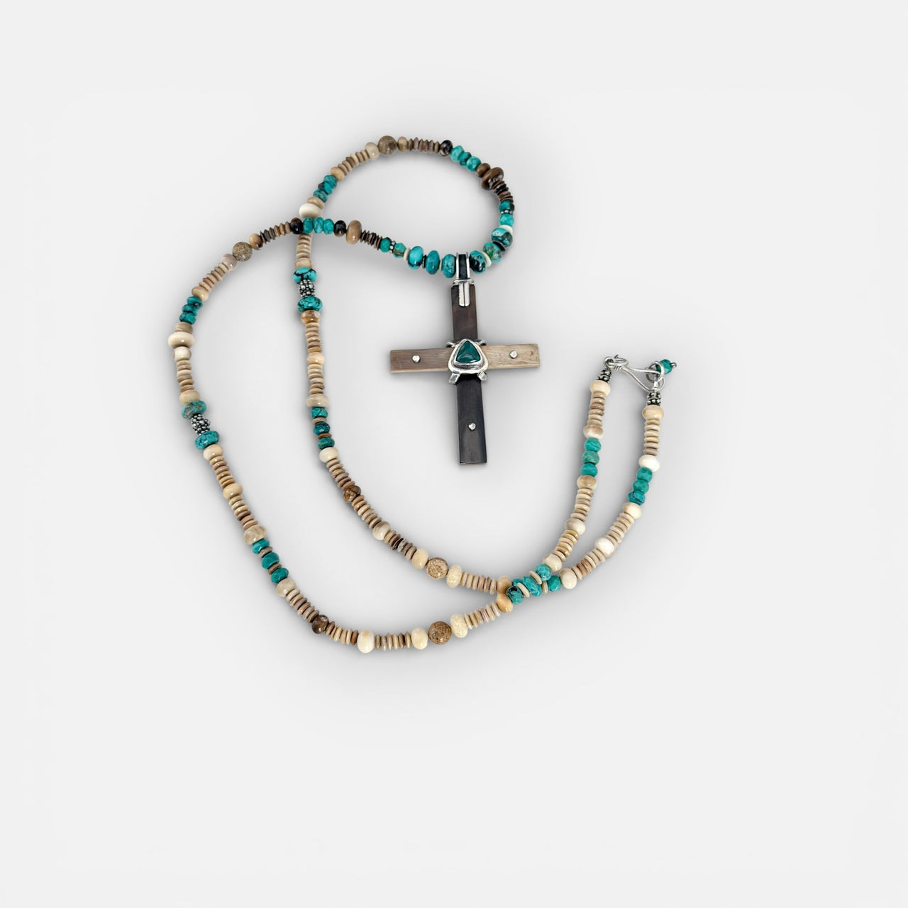 Ivory Cross & Turquoise Necklace