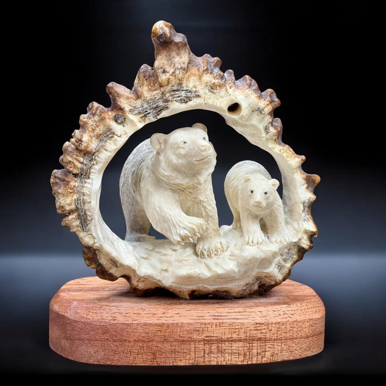 Bear w/ Salmon Antler Carving