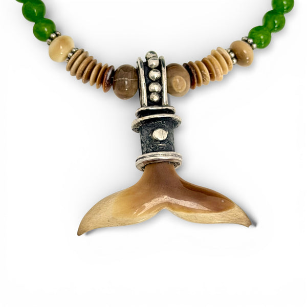 Ivory & Jade Whale Tail Necklace
