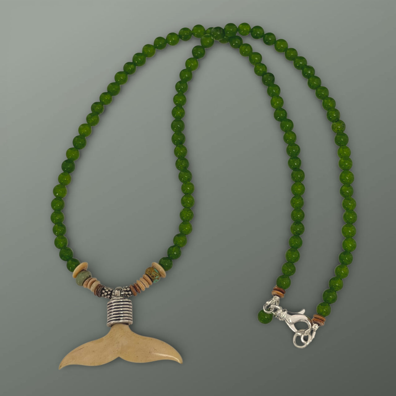 Ivory & Jade Whale Tail Necklace