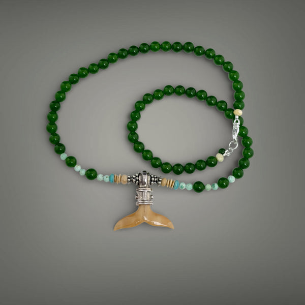 Ivory & Jade Whale Tail Necklace