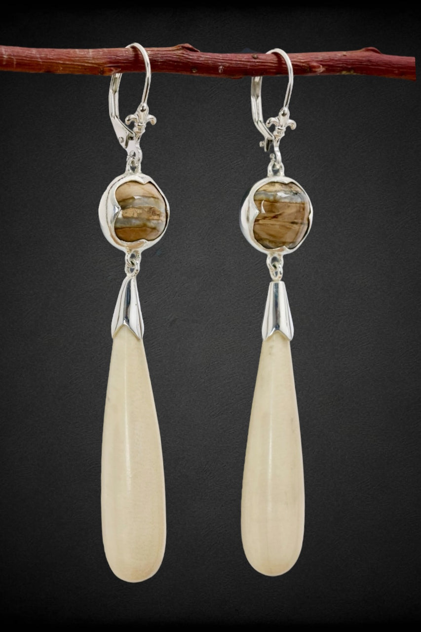 Mammoth Tooth &  Ivory Drop Earrings