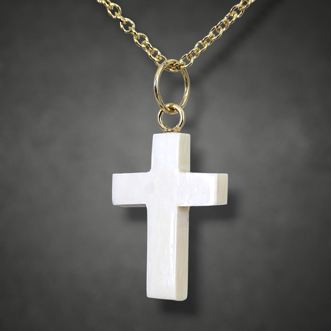 Ivory & Gold Cross Pendant