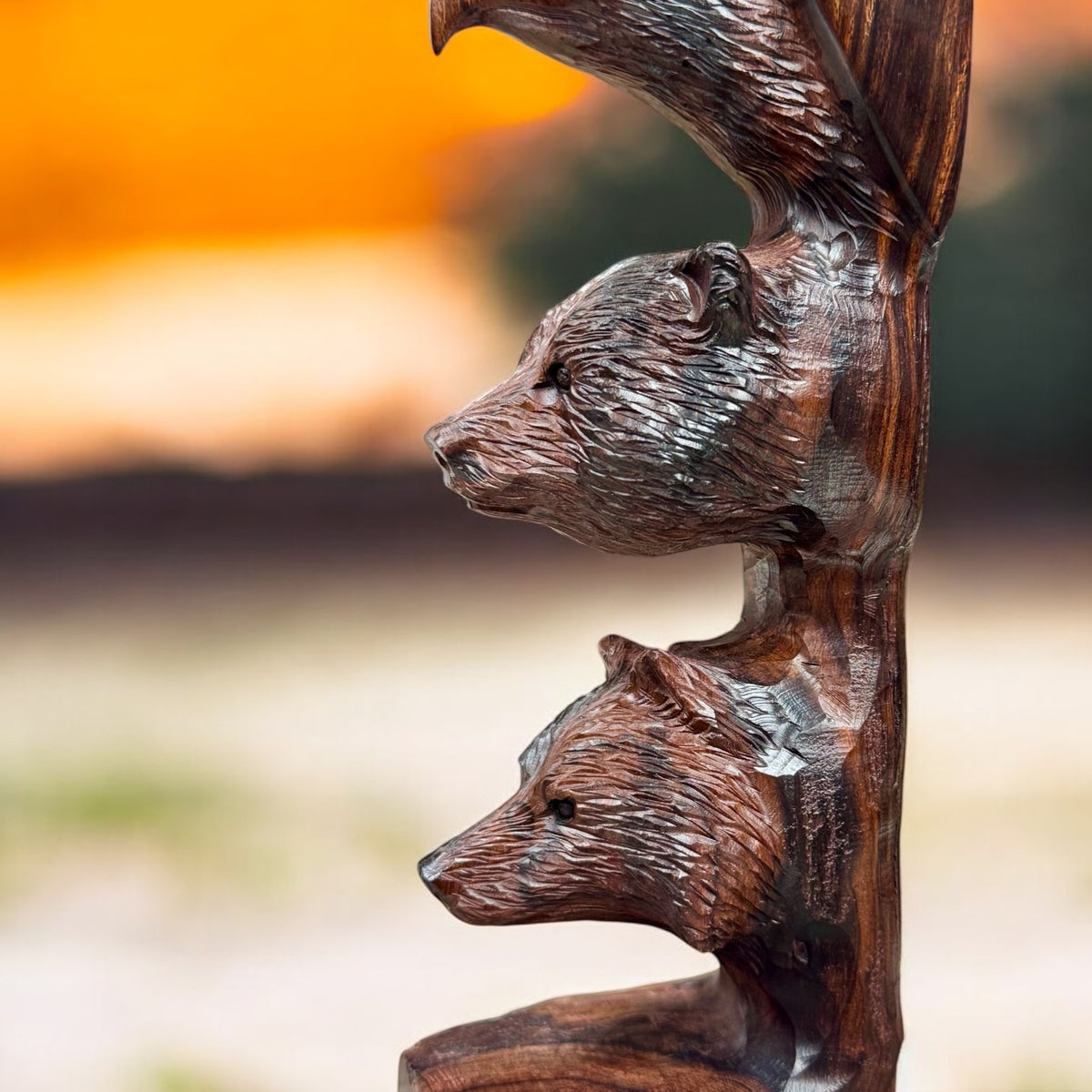 Eagle, Bear & Wolf Totem Carving Fish Creek Company Eagle, Bear & Wolf Totem Carving Fish Creek Company