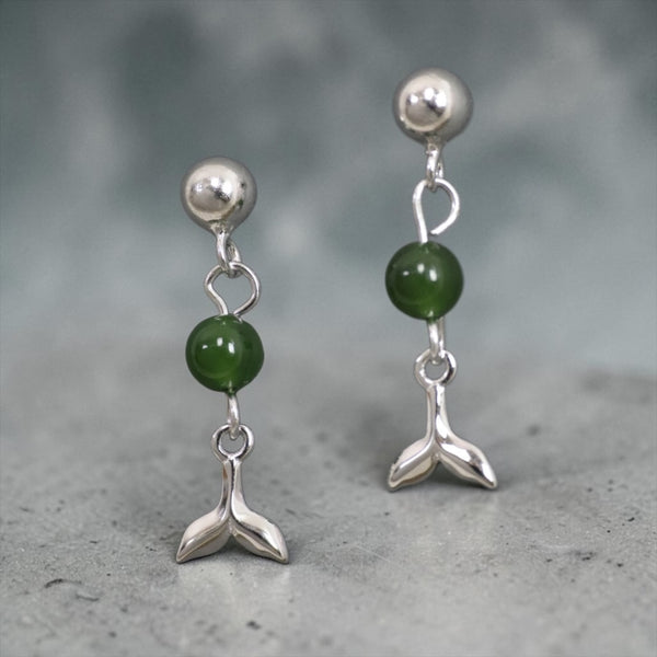Jade Whale Tail Drop Earrings