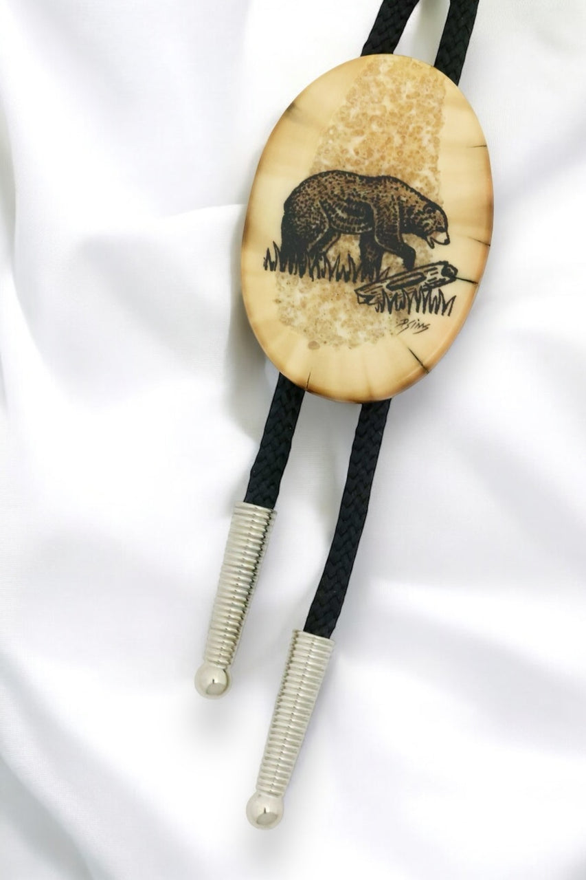 Walking Bear Bolo Tie