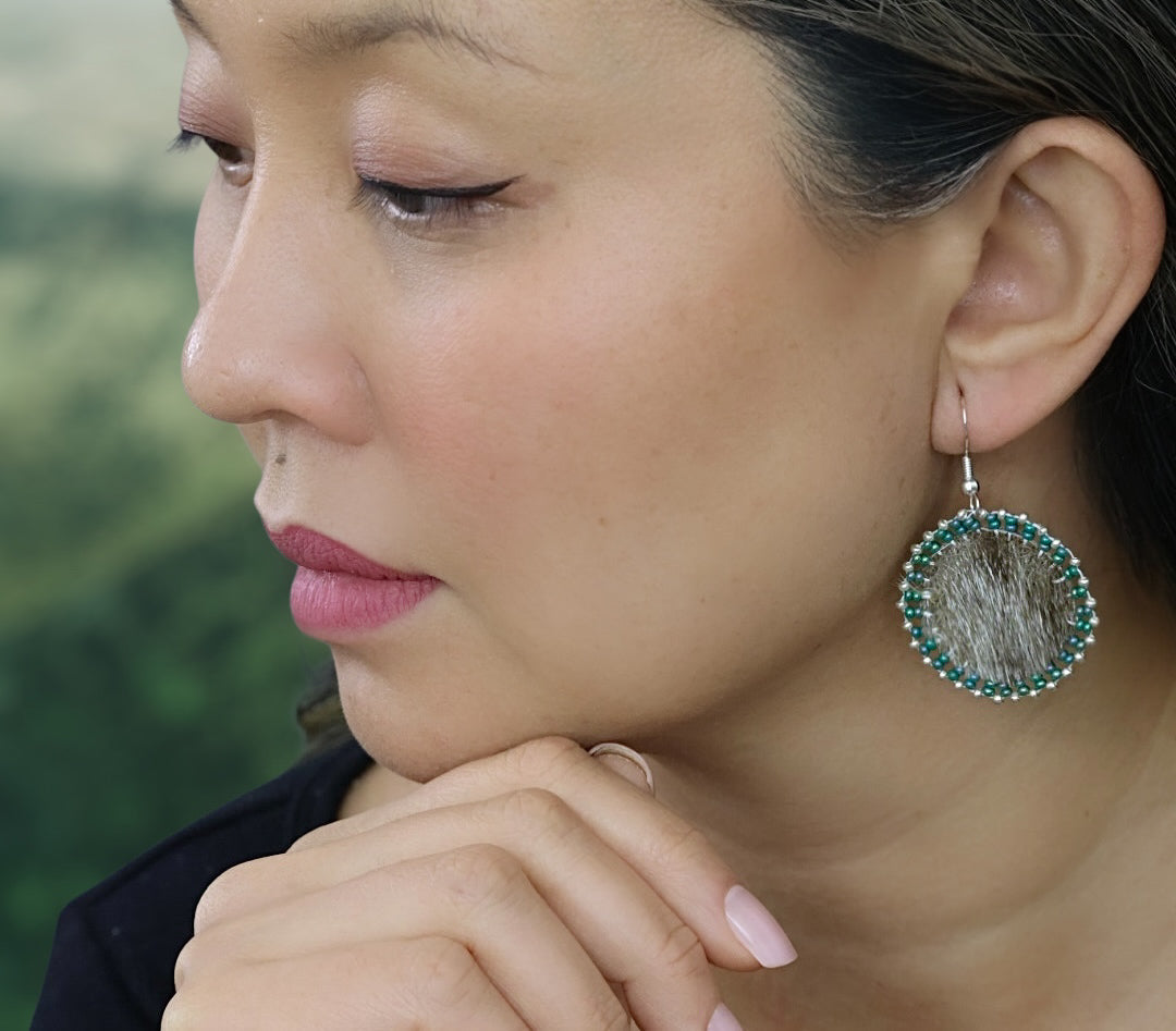 Round Seal Skin Beaded Earrings