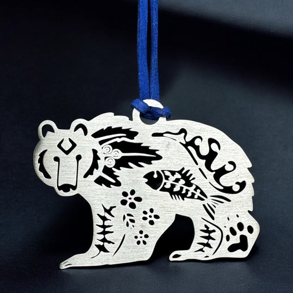 Grizzly Bear Steel Ornament