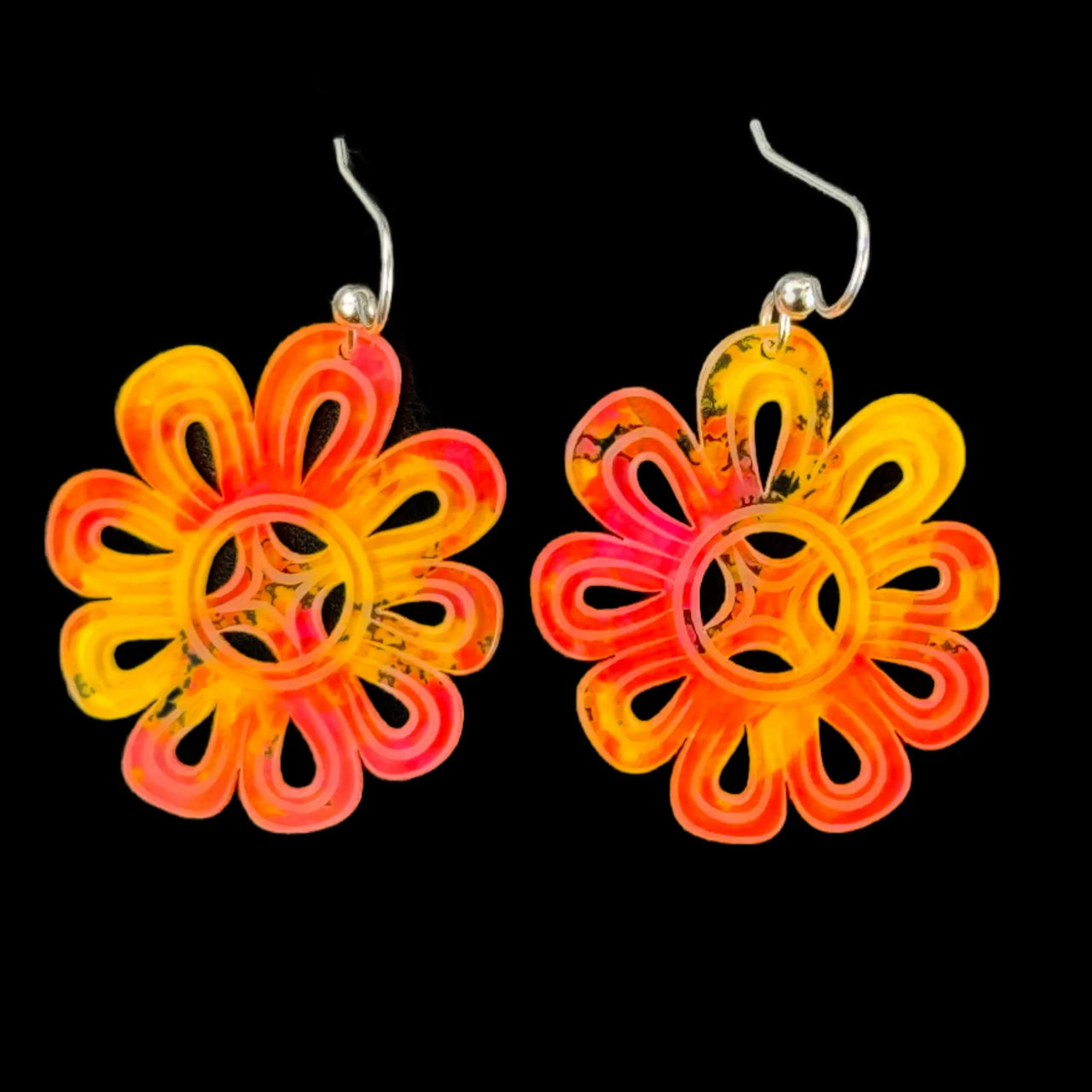 Flowers (Splatter Salmonberry) Earrings