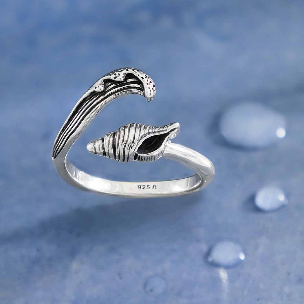 Shell & Wave Adjustable Ring