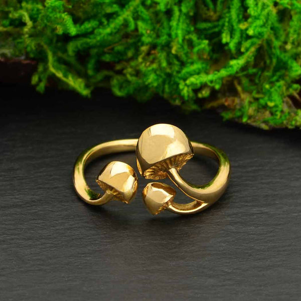 Bronze Adjustable Three Mushroom Ring