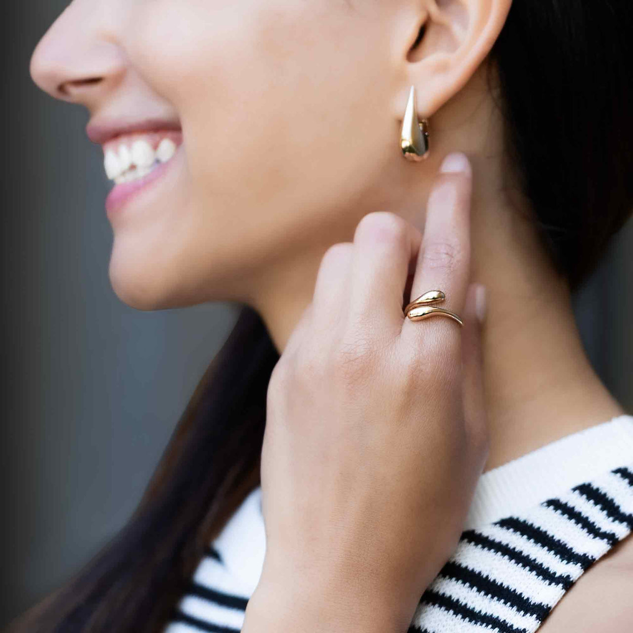 Bronze Adjustable Teardrop Ring