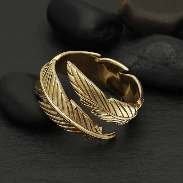 Bronze Feather Adjustable Ring