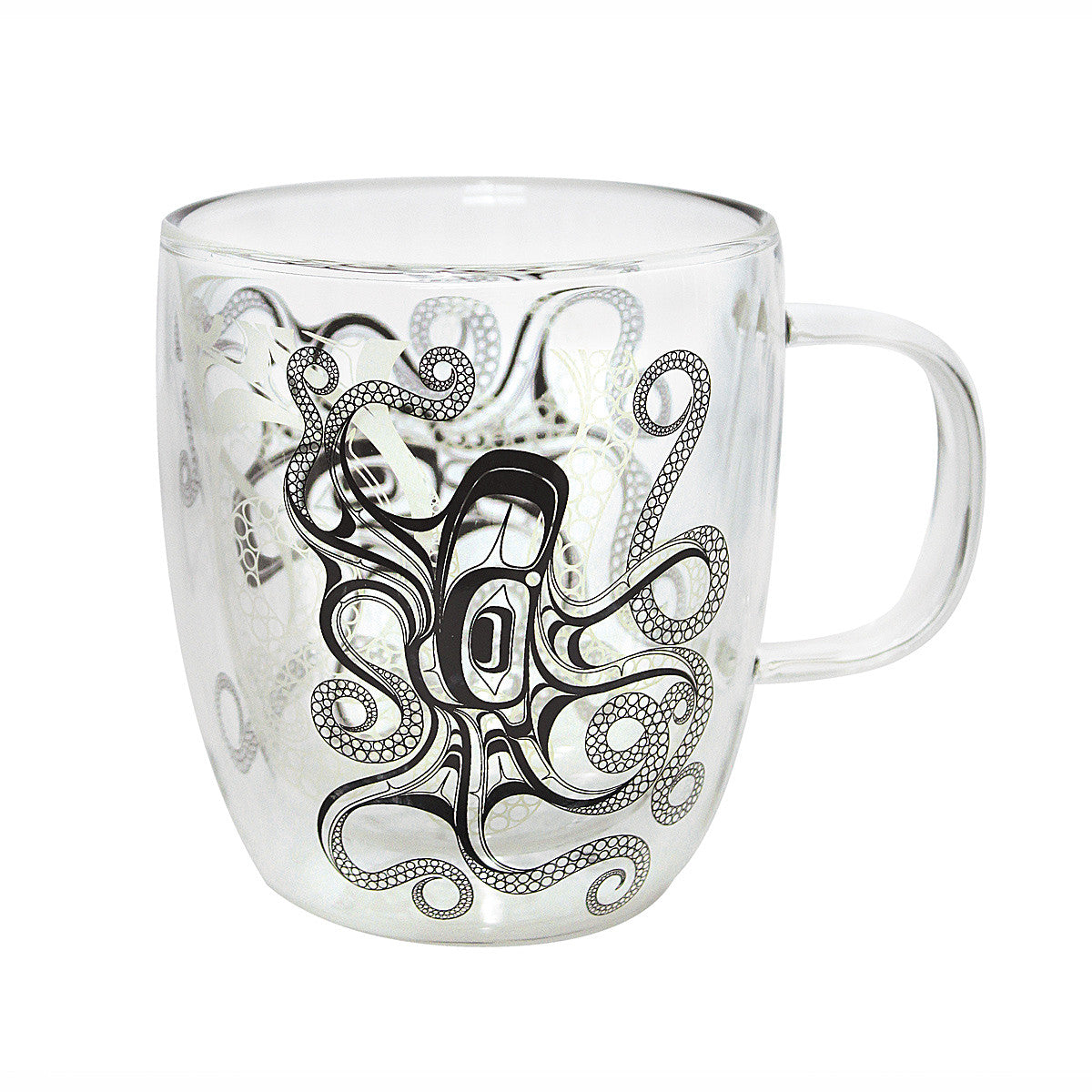 Double Walled Glass Mug - Octopus