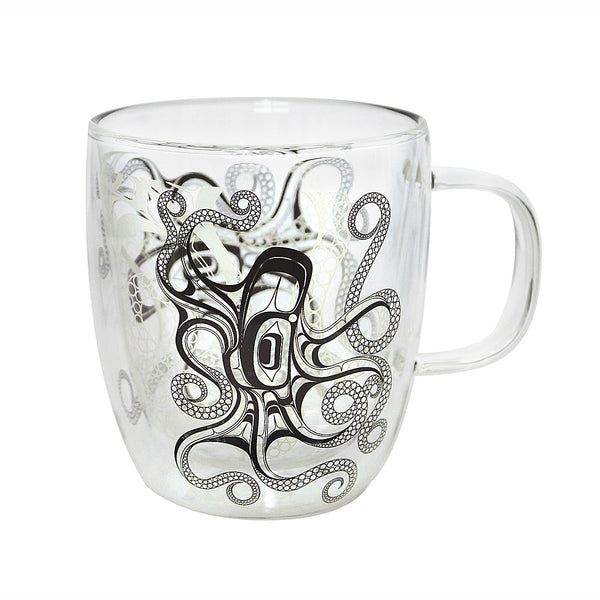 Double Walled Glass Mug - Octopus