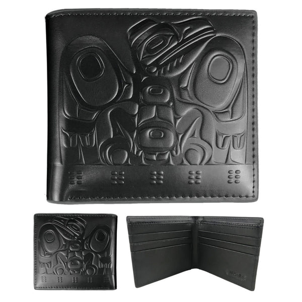 Leather Embossed Wallet - Raven