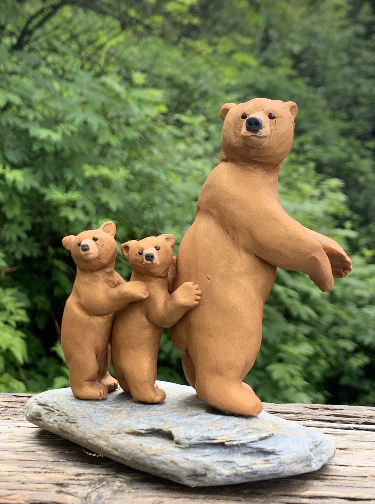 Set of 3 Ceramic Bear Figurines, Blue & Brown Glazed, Bear shops Creek Store Ouray Co