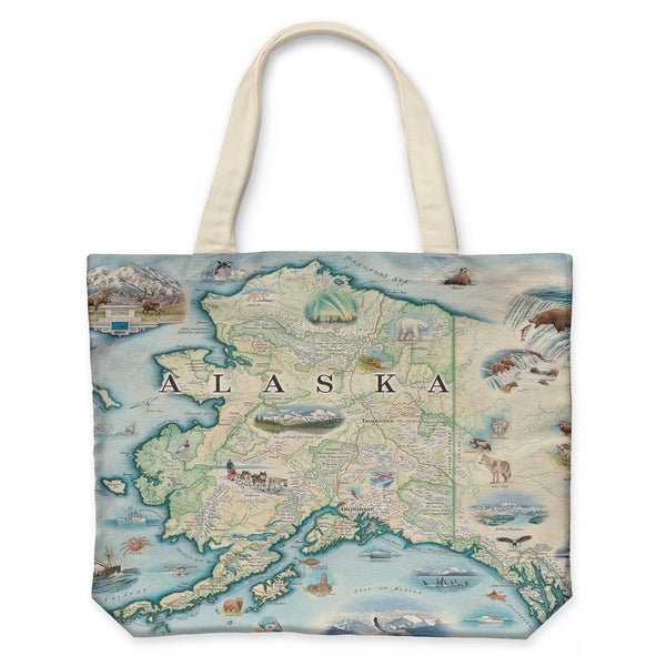 Alaska State Map Canvas Tote Bag