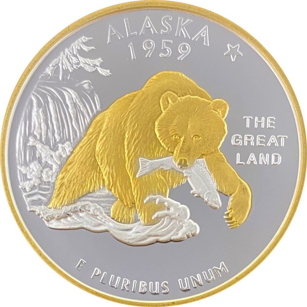 AK State Quarter Replica w/Gold Relief – Fish Creek Company