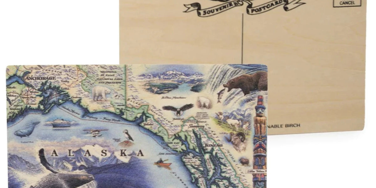 Alaska State Map Wooden Postcard – Fish Creek Company