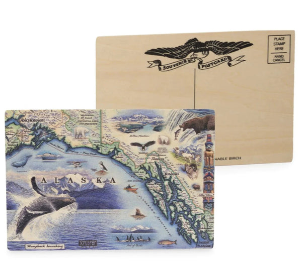 Alaska State Map Wooden Postcard