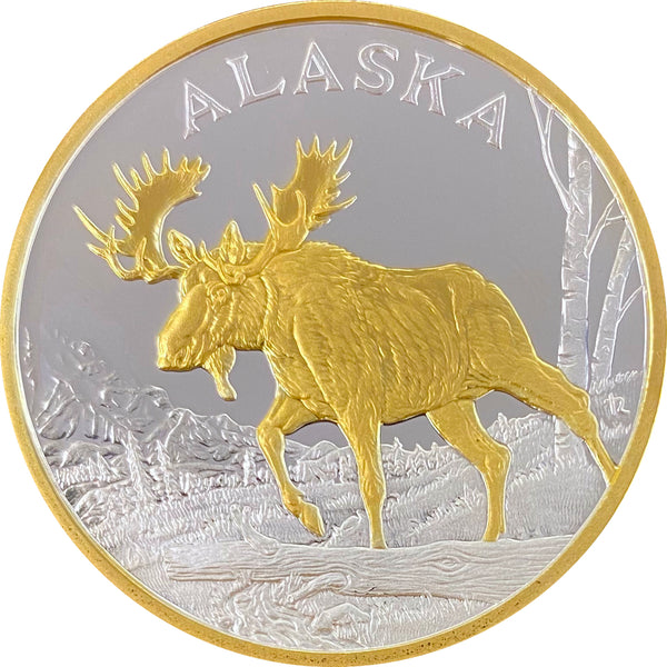 Bull Moose Medallion 24 kt Gold Relief