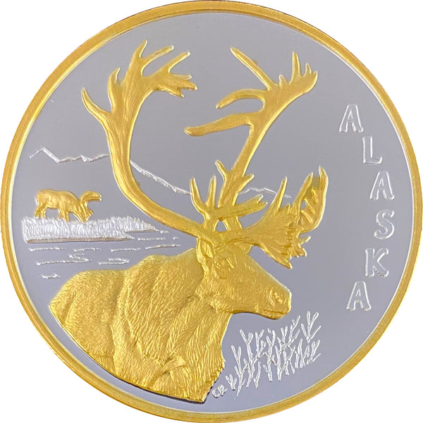 Caribou Medallion 24kt Gold Relief