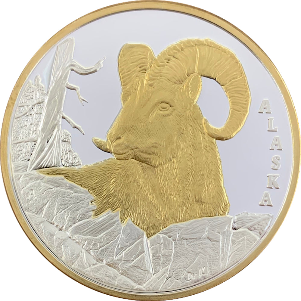 Dall Sheep 24kt Gold Relief Medallion
