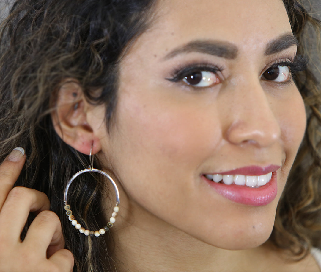Silver & Ivory Hoops