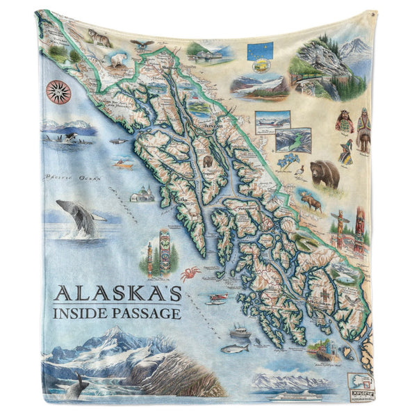 Alaska's Inside Passage Map Blanket