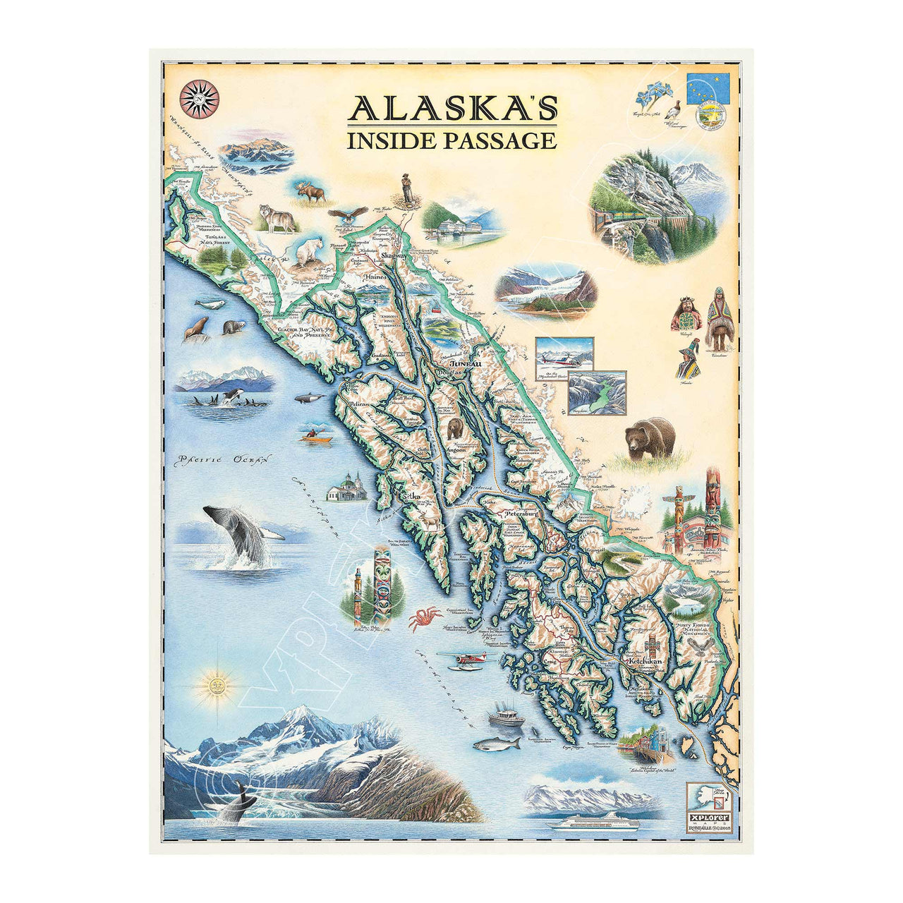 Alaska’s Inside Passage Hand-Drawn Map