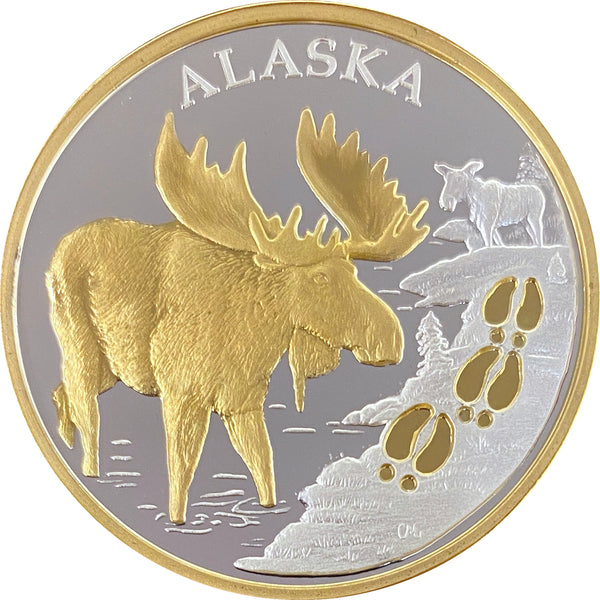 Moose Tracks Medallion with 24k Gold Relief