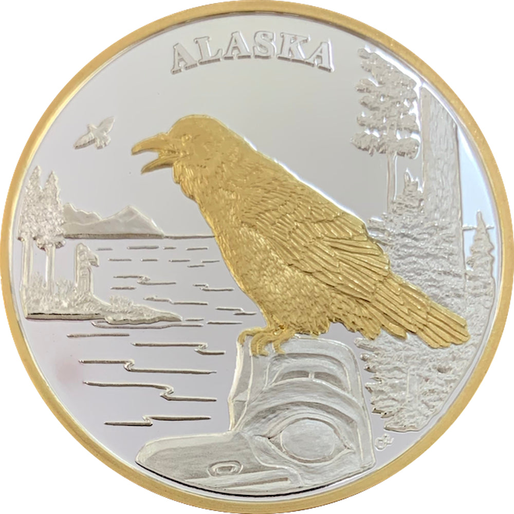 Raven Gold Relief Medallion