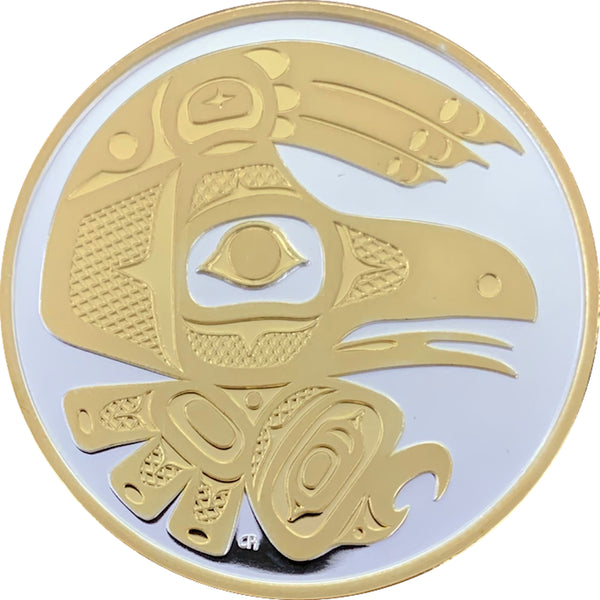 Totemic Raven Medallion with 24K Gold Relief