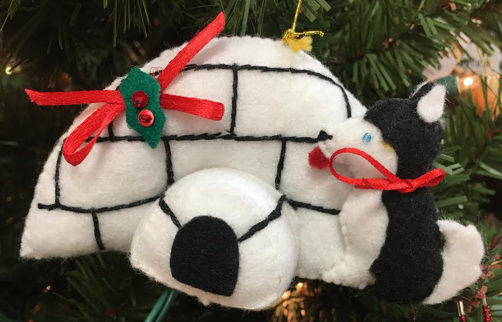 Sled Dog with Igloo Ornament