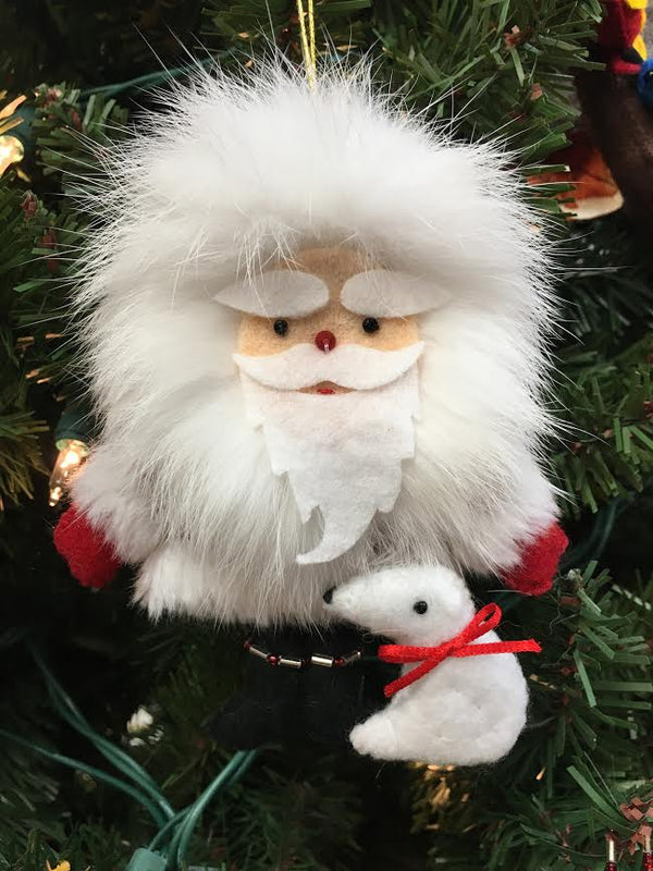 Santa with Bear Ornament