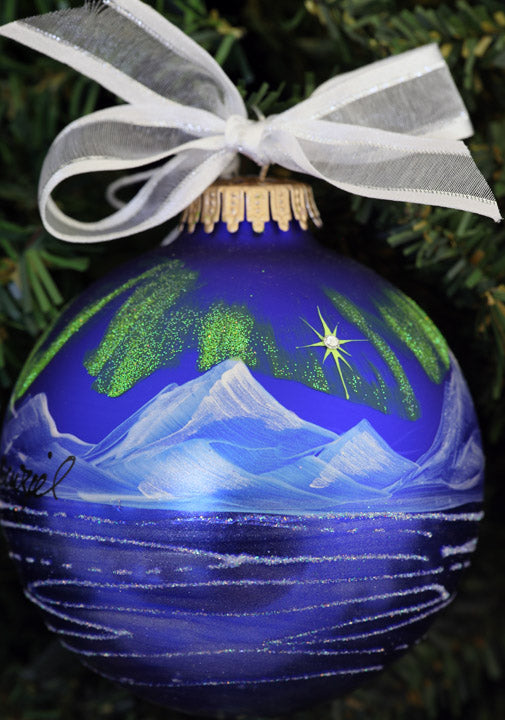 Alaska Ceramic Christmas Ornament: Faux Stained Glass Effect