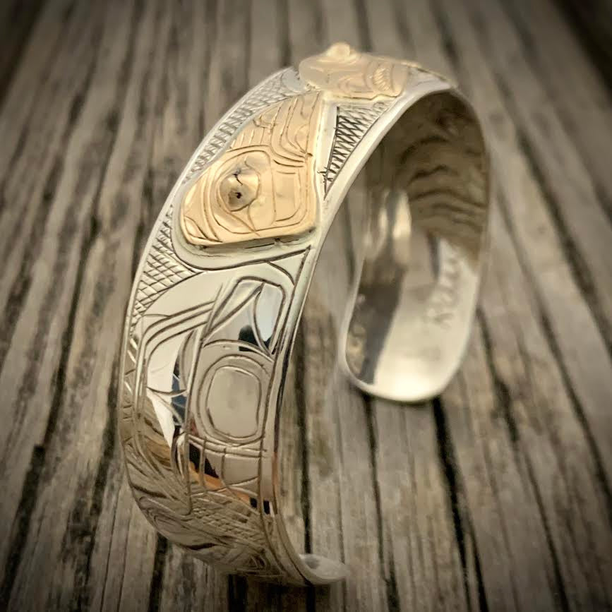 Raven & Salmon Gold Overlay Bracelet