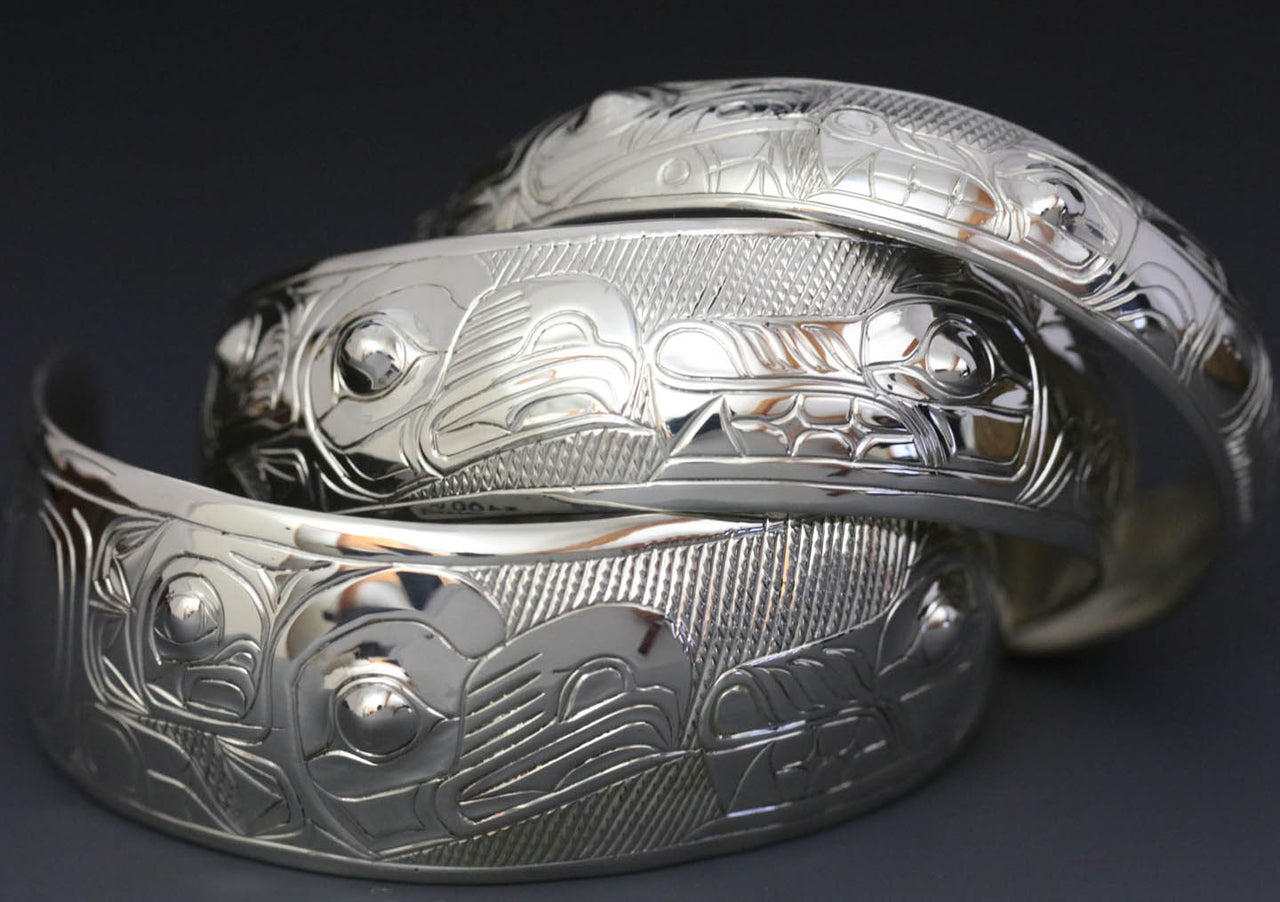 Eagle & Wolf 6" Silver Bracelet