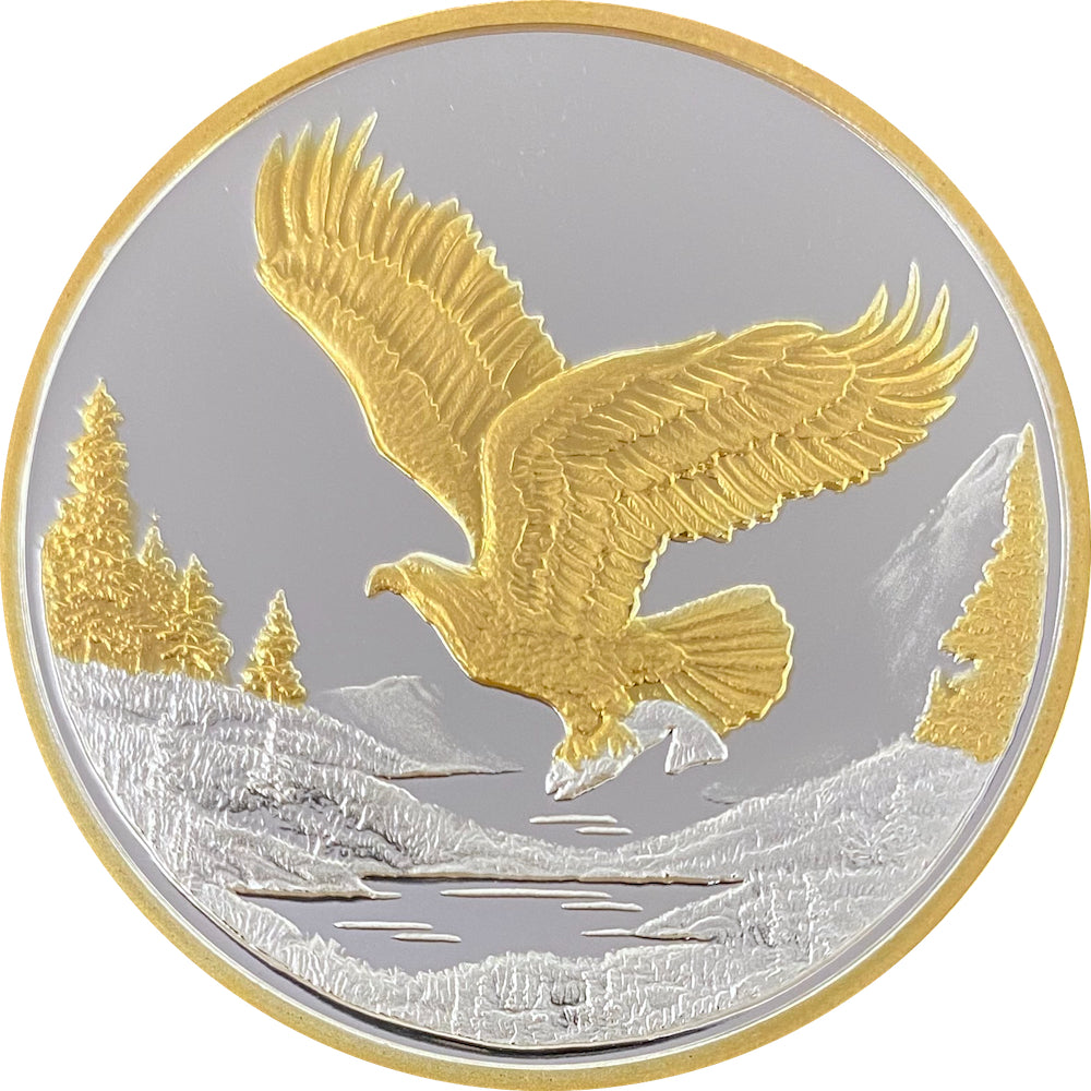 Eagle in Flight Medallion with 24k Gold Relief