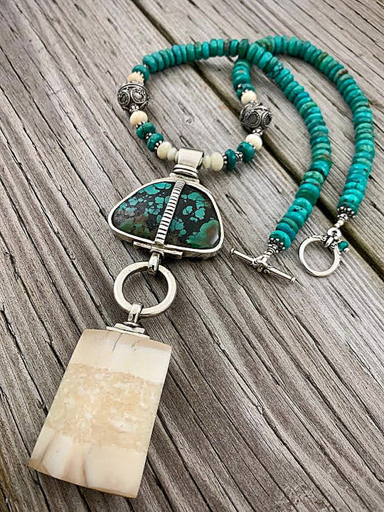 Walrus Ivory w/ Turquoise Necklace
