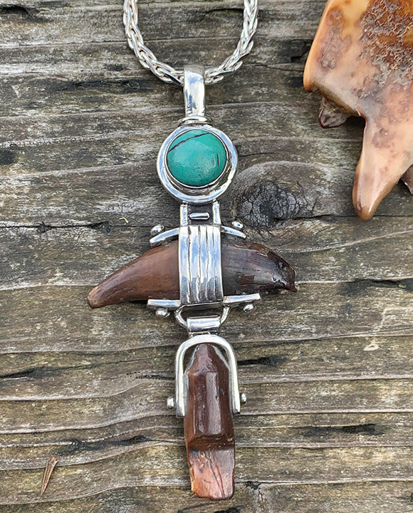 Walrus Ivory and Turquoise Pendant