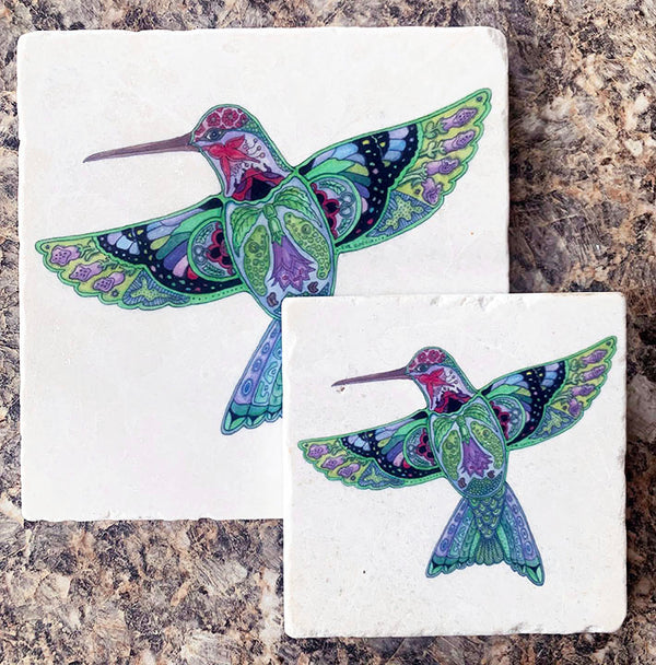 Hummingbird Marble Trivet or Coaster